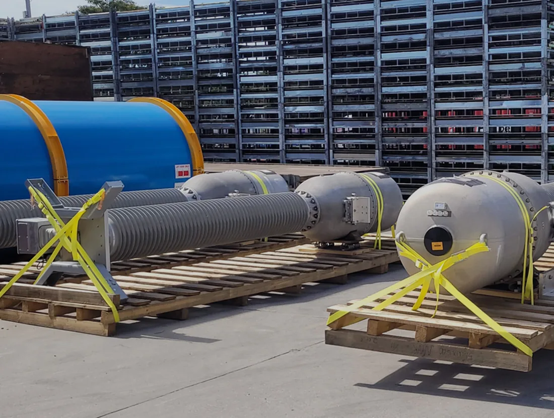 Industrial project components awaiting a documented movement plan